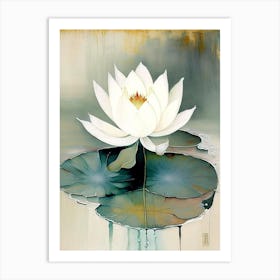 Lotus Flower And Water 1, Symbol Abstract Painting Art Print