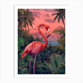 Greater Flamingo Portugal Tropical Illustration 7 Art Print