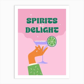 "Spirits Of Delight" Modern Pink Cocktail Art Print Art Print