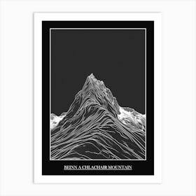 Beinn A Chlachair Mountain Line Drawing 1 Poster Art Print