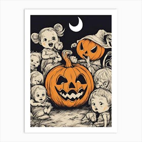 Creepy Pumpkin Patch Halloween Art Print