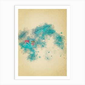 Fiji Flag Vintage Art Print