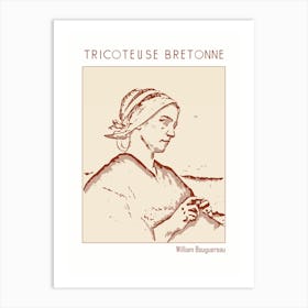 Line Art Minimalist – Tricoteuse Bretonne – William Bouguereau – Classic Painting 1 Art Print