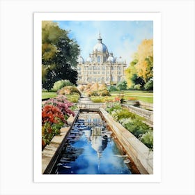 Nymphenburg Palace Gardens Germany Watercolour 1   Art Print