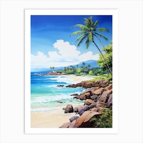 A Painting Of Anse Cocos, La Digue Seychelles 1 Art Print