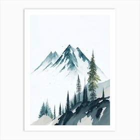 Mountain And Forest In Minimalist Watercolor Vertical Composition 341 Art Print