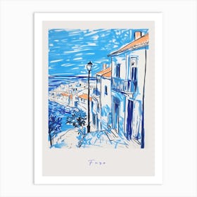 Faro Portugal Mediterranean Blue Drawing Poster Art Print