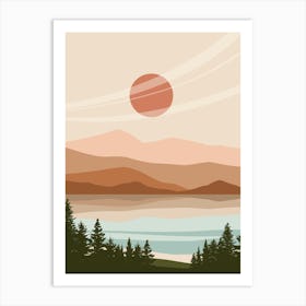 Sunset Over Lake Art Print