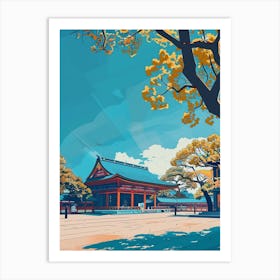 Meiji Shrine Tokyo 2 Colourful Illustration Art Print