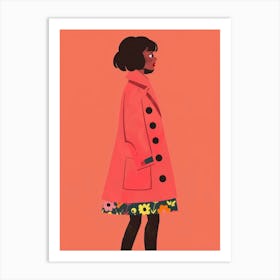 Girl In Pink Coat Art Print