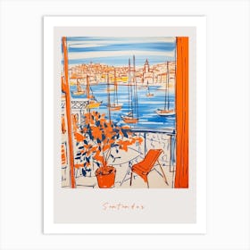 Santander Spain 3 Orange Drawing Poster Art Print