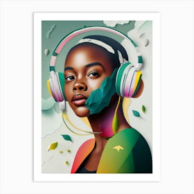 Girl With Headphones 16 Art Print