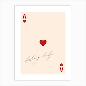 Retro Ace Of Hearts Playing Card Art Print