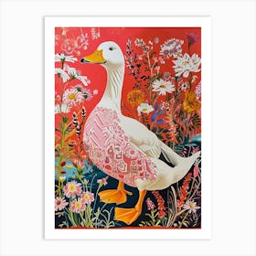 Floral Animal Painting Duck 2 Art Print