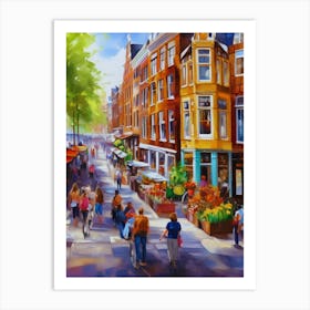 The city of Amsterdam,Netherlands, streets, cafes, passing by, the beauty of summer, oil colors...43 Art Print