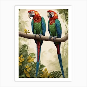 Two Parrots Illustration Art Print