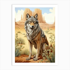 Indian Wolf Desert Scenery 3 Art Print