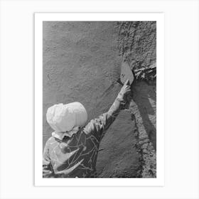 Spanish American Woman Plastering Adobe House, Chamisal, New Mexico By Russell Lee 2 Art Print