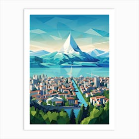 Geneva, Switzerland, Geometric Illustration 3 Art Print