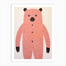 Pink Polka Dot Bear 2 Art Print