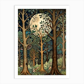 William Morris Rose Full Moon In The Forest Art Print