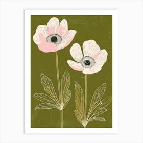 Pink & Green Anemone 2 Art Print