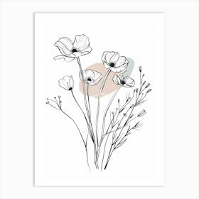 Minimalist Flower Line Art 12 Art Print