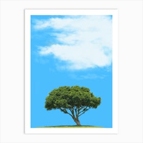 Lone Tree On A Green Field Art Print