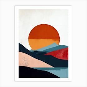 Sunset In The Mountains, Scandinavian Simplicity 1 Art Print