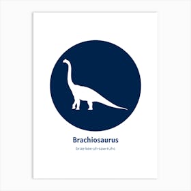 Dinosaur Brachiosaurus Blue Nursery Art Print