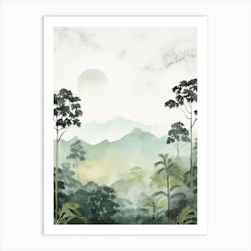 Watercolour Of Danum Valley Conservation Area   Borneo Malaysia 1 Art Print
