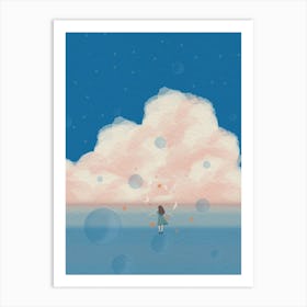 Minimal art Imagine the view over the blue ocean Art Print