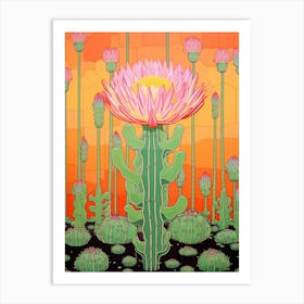 Mexican Style Cactus Illustration Acanthocalycium Cactus 1 Art Print