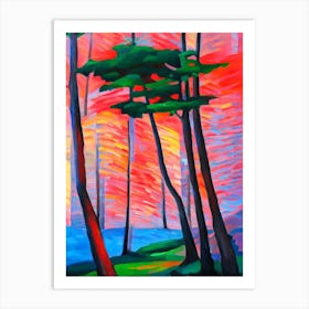 Red Pine Tree Cubist Art Print