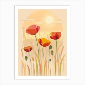 Poppies At Sunset Art Print