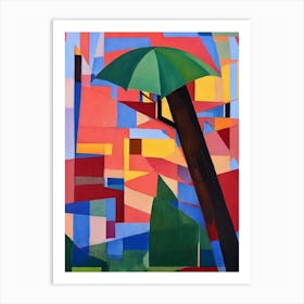 Umbrella Pine Tree Cubist Art Print