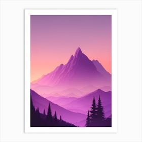 Misty Mountains Vertical Composition In Purple Tone 72 Art Print