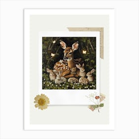 Scrapbook Fawn And Rabbits Fairycore Painting 4 Art Print