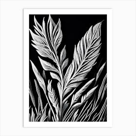 Wheat Leaf Linocut 1 Art Print