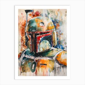 Boba Fett From Star Wars Watercolor Art Print