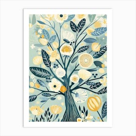 Walnut Tree Flat Illustration 1 Art Print