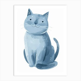 Russian Blue Cat Clipart Illustration 4 Art Print