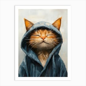 Cat In Bathrobe 2 Art Print