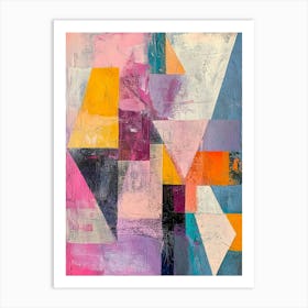 An Abstract Painting Of Some Pastel Color Geometric Shapes Art Print