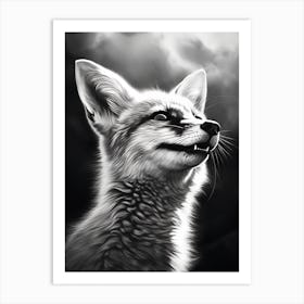 Bengal Fox Portrait Pencil Drawing 6 Art Print