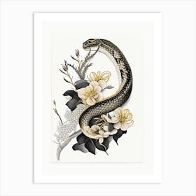 Common Keelback Snake Gold And Black Art Print