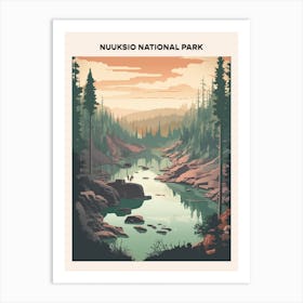 Nuuksio National Park Midcentury Travel Poster Art Print