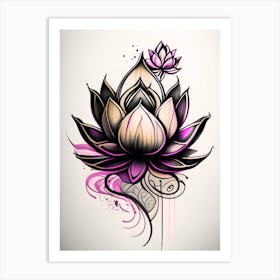 Lotus Flower, Buddhist Symbol Graffiti 1 Art Print