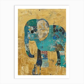 Baby Elephant Gold Effect Collage 3 Art Print