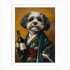 Sophisticated Wine Dog Art Print